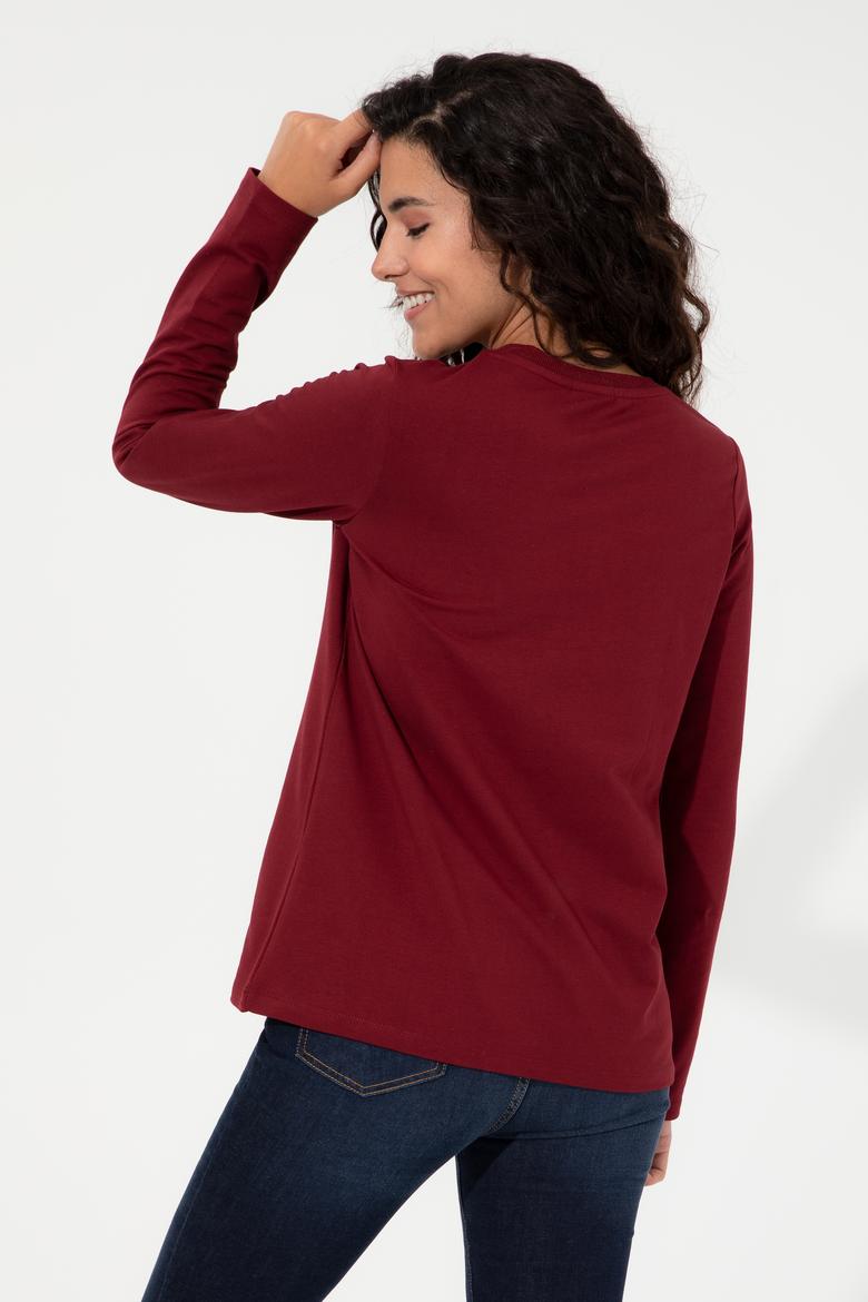 Kadın Bordo Sweatshirt - 50244871006