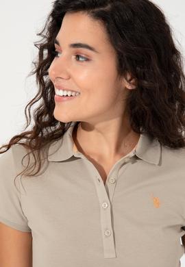 Kadın Haki Basic Polo Yaka Tişört - 50246272006