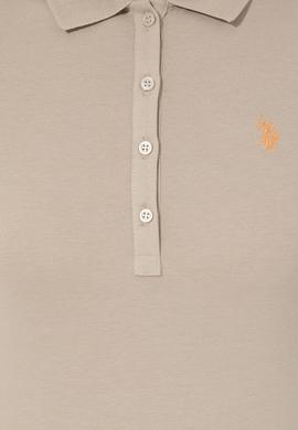 Kadın Haki Basic Polo Yaka Tişört - 50246272006