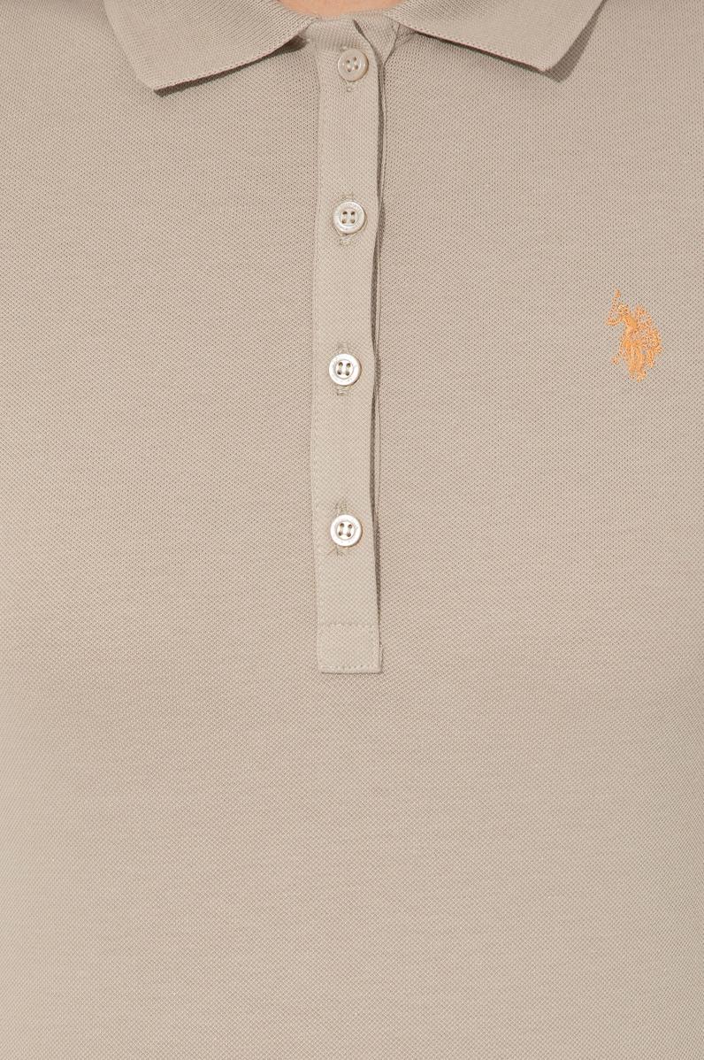 Kadın Haki Basic Polo Yaka Tişört