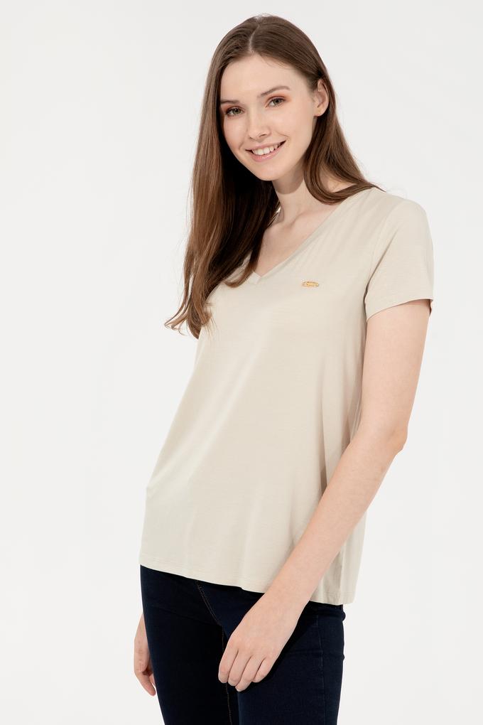 Kadın Taş V Yaka Basic Tişört