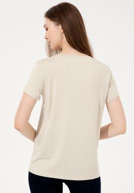 Kadın Taş V Yaka Basic Tişört - 50246033078