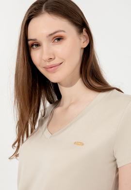 Kadın Taş V Yaka Basic Tişört - 50246033078