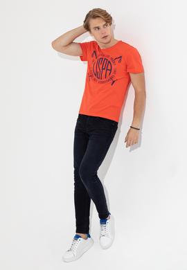 Erkek Kırmızı Bisiklet Yaka T-Shirt - 50248557016