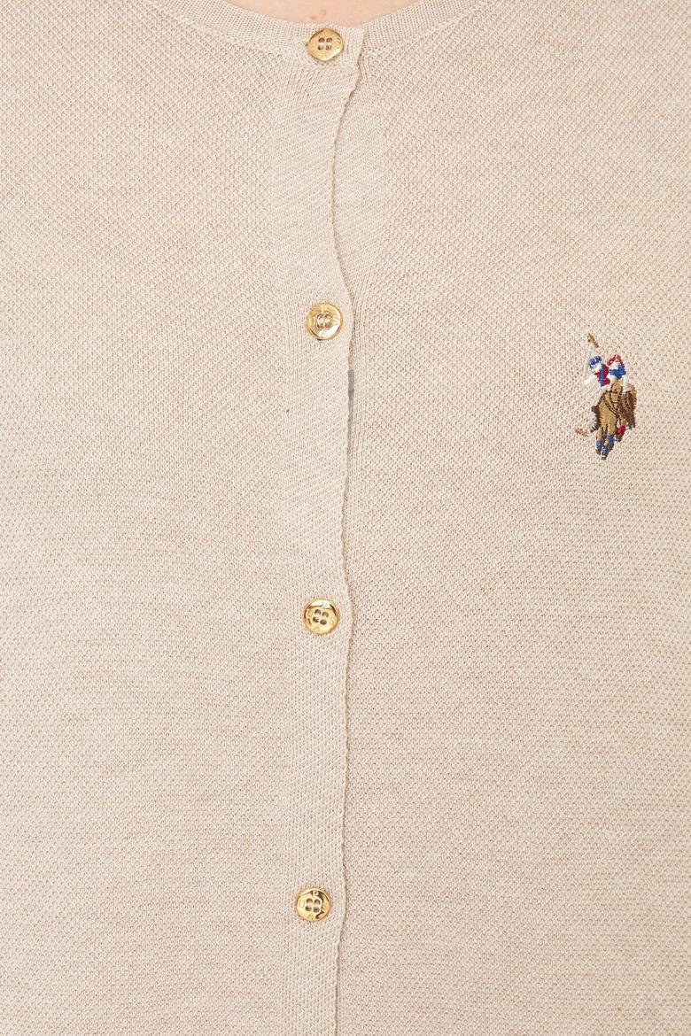 Kadın Bej Melanj Basic Triko Hırka - 50248592016