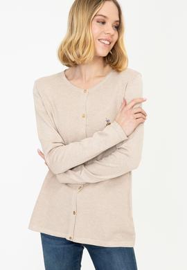 Kadın Bej Melanj Basic Triko Hırka - 50248592016