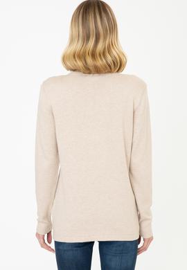 Kadın Bej Melanj Basic Triko Hırka - 50248592016