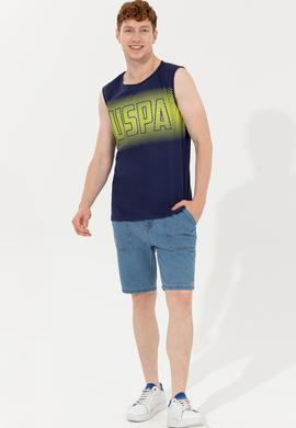 Erkek Lacivert Bisiklet Yaka T-Shirt - 50248575029