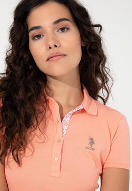 Kadın Somon Basic Polo Yaka Tişört - 50248993068