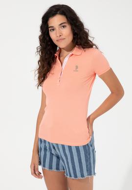 Kadın Somon Basic Polo Yaka Tişört - 50248993068