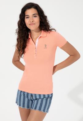 Kadın Somon Basic Polo Yaka Tişört - 50248993068