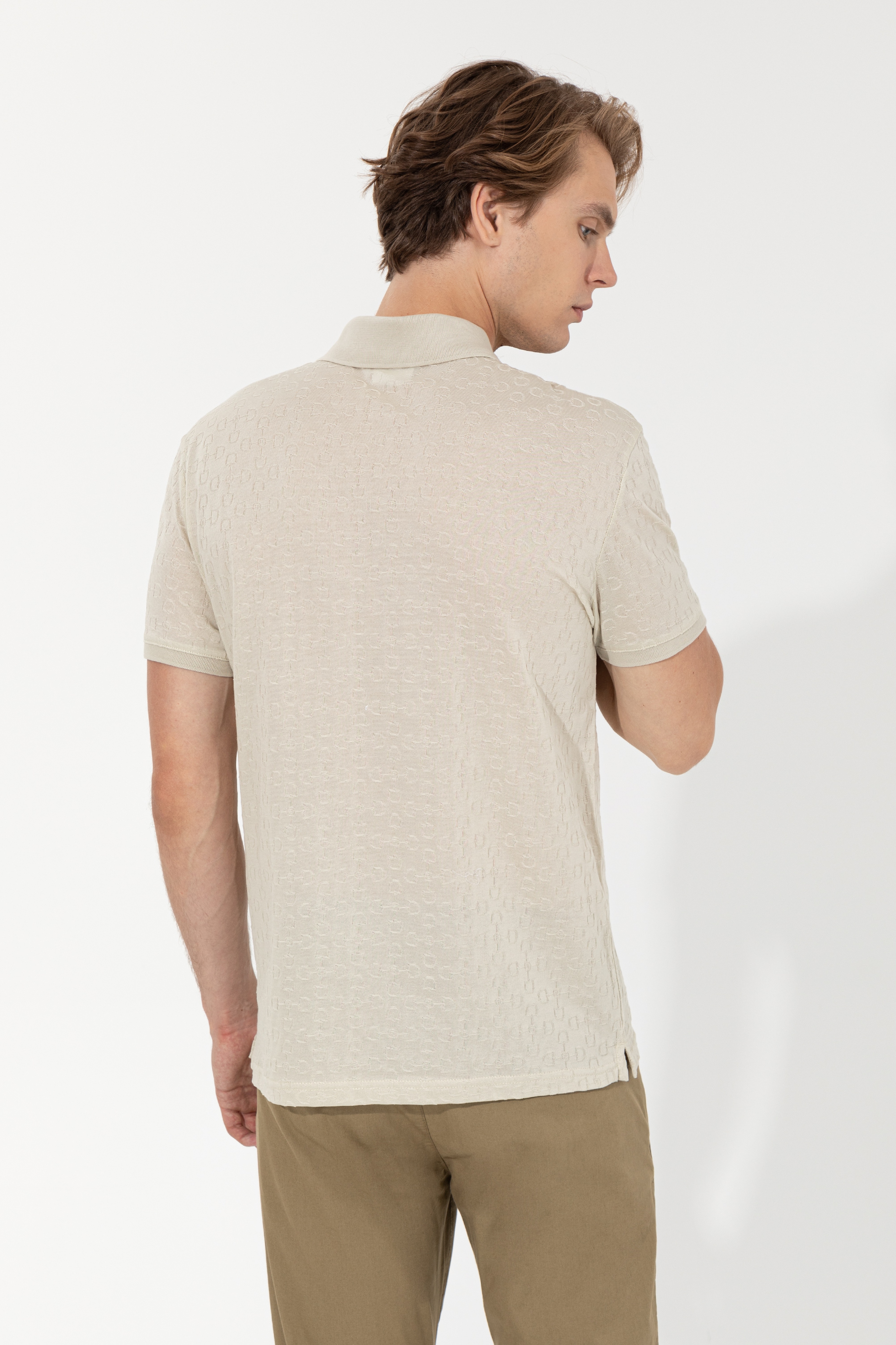 Erkek Taş Polo Yaka T-Shirt - Image 5