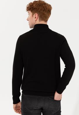Erkek Siyah Balıkçı Yaka Basic Triko Kazak - 50253449026