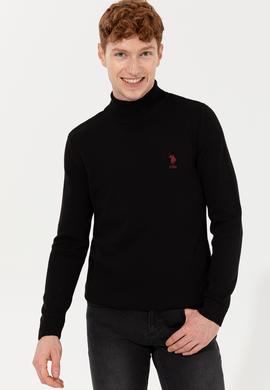 Erkek Siyah Balıkçı Yaka Basic Triko Kazak - 50253449026