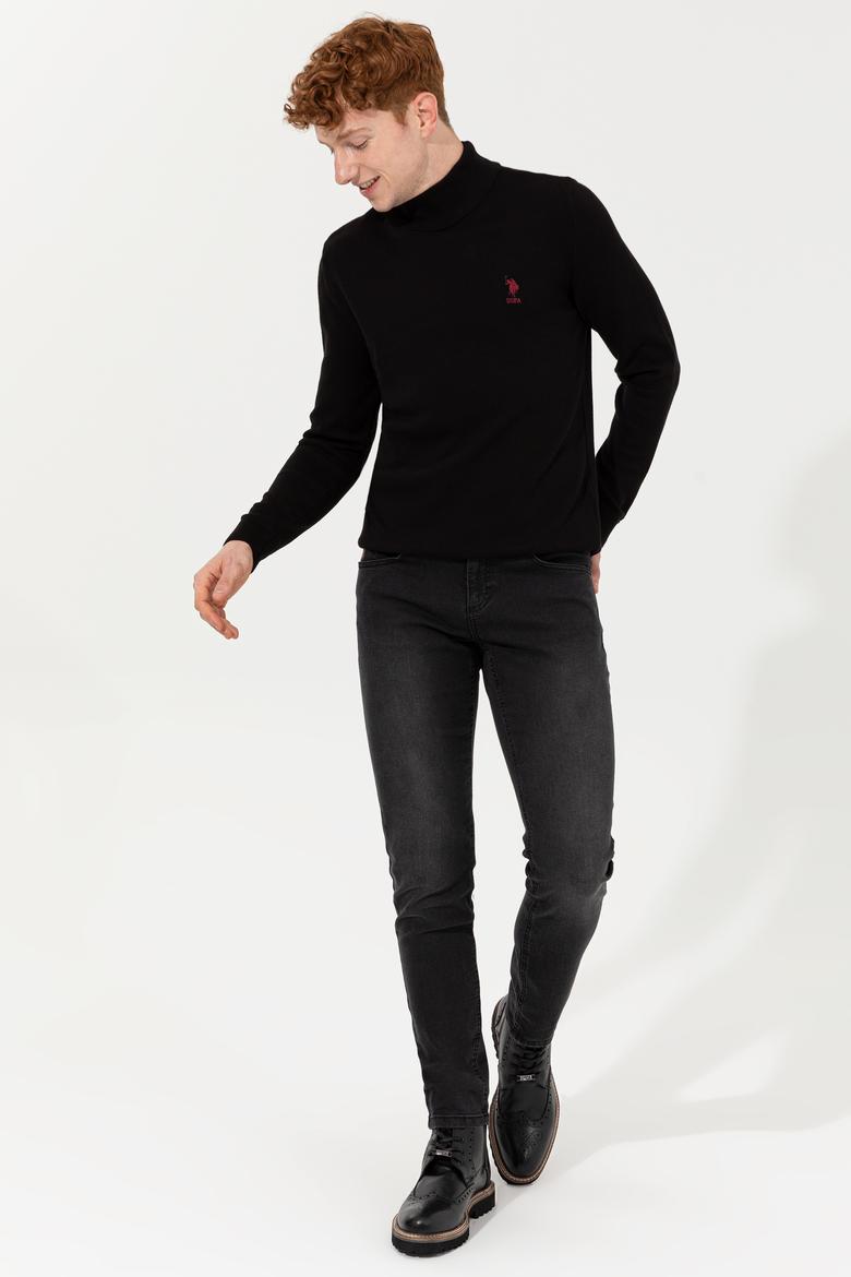 Erkek Siyah Balıkçı Yaka Basic Triko Kazak - 50253449026