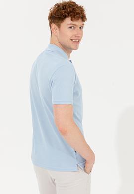 Erkek Açık Mavi Polo Yaka Basic T-Shirt - 50254553007