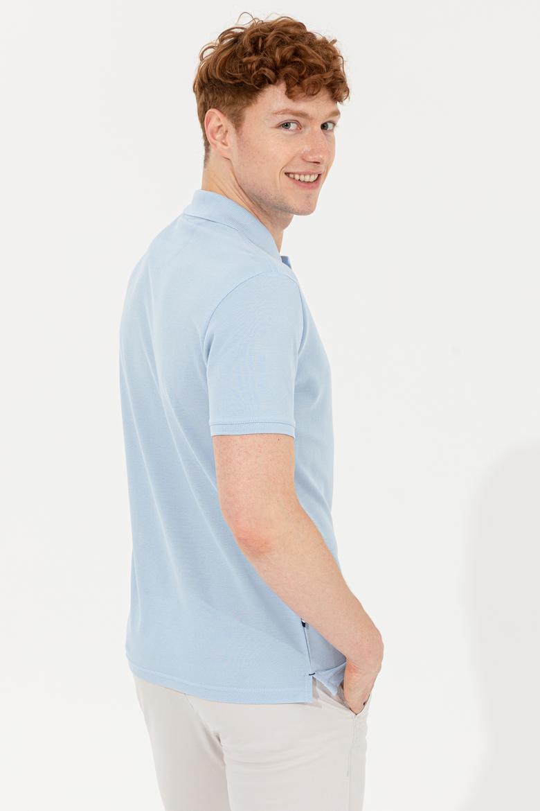 Erkek Açık Mavi Polo Yaka Basic T-Shirt - 50254553007