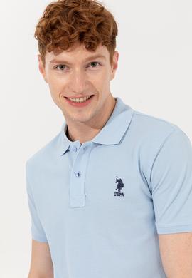 Erkek Açık Mavi Polo Yaka Basic T-Shirt - 50254553007