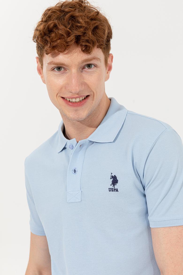 Erkek Açık Mavi Polo Yaka Basic T-Shirt