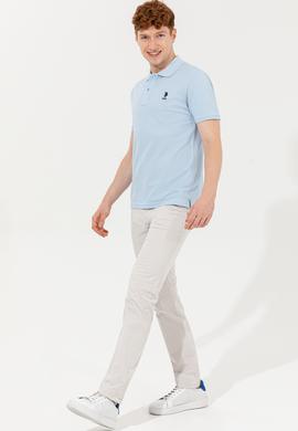 Erkek Açık Mavi Polo Yaka Basic T-Shirt - 50254553007