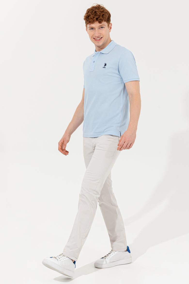 Erkek Açık Mavi Polo Yaka Basic T-Shirt - 50254553007