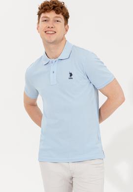 Erkek Açık Mavi Polo Yaka Basic T-Shirt - 50254553007