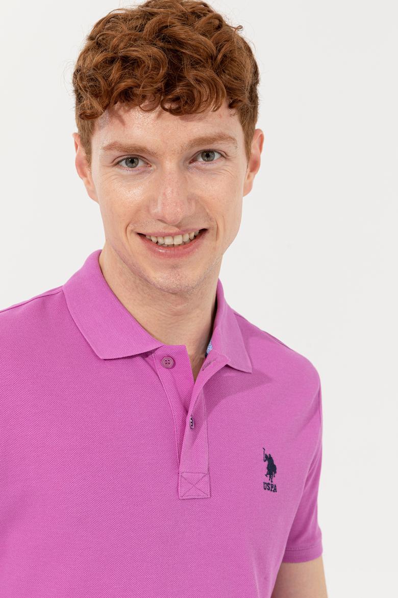 Erkek Menekşe Polo Yaka Basic T-Shirt - 50254553017