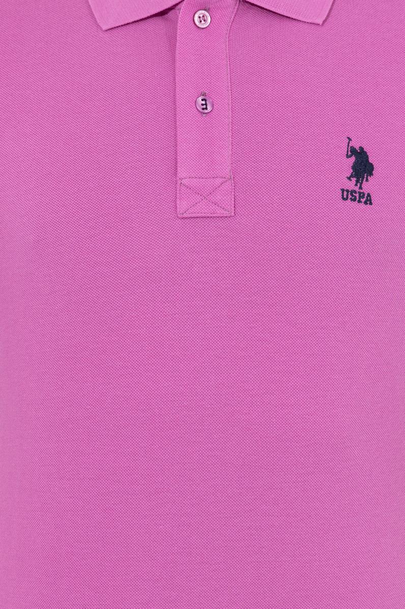 Erkek Menekşe Polo Yaka Basic T-Shirt