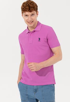 Erkek Menekşe Polo Yaka Basic T-Shirt - 50254553017