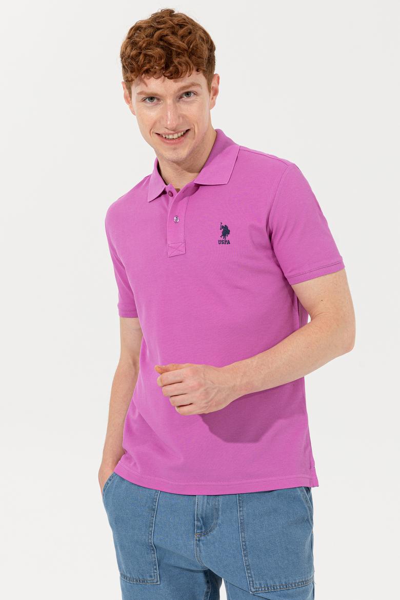 Erkek Menekşe Polo Yaka Basic T-Shirt - 50254553017