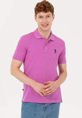 Erkek Menekşe Polo Yaka Basic T-Shirt - 50254553017