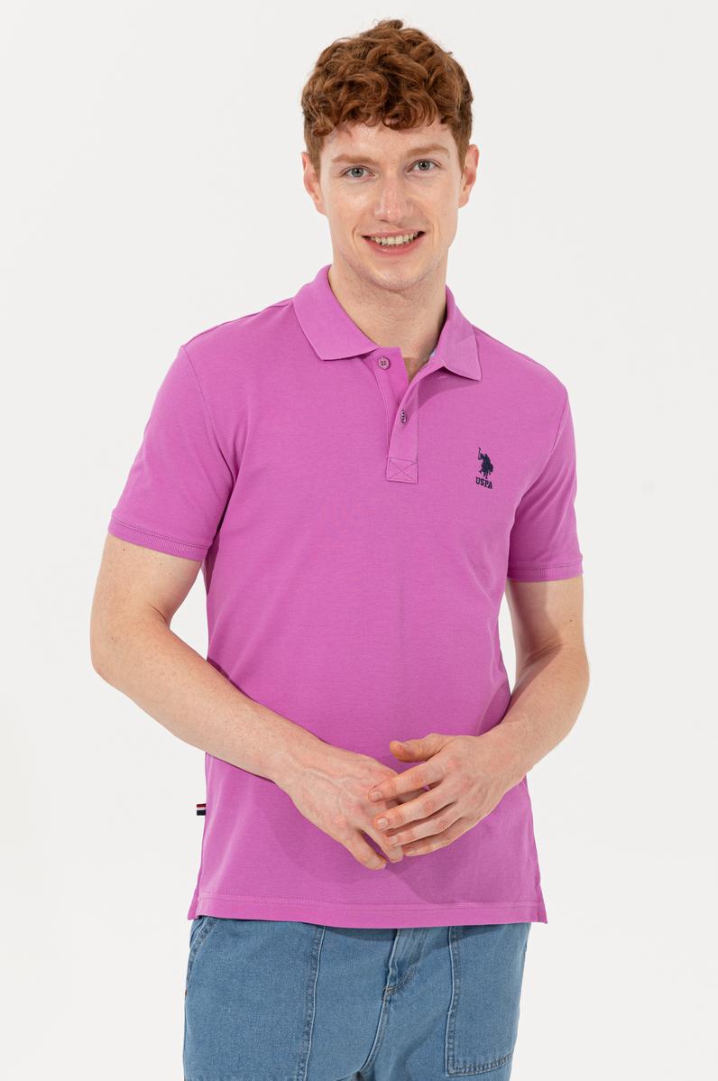 Erkek Menekşe Polo Yaka Basic T-Shirt
