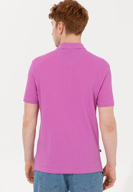 Erkek Menekşe Polo Yaka Basic T-Shirt - 50254553017