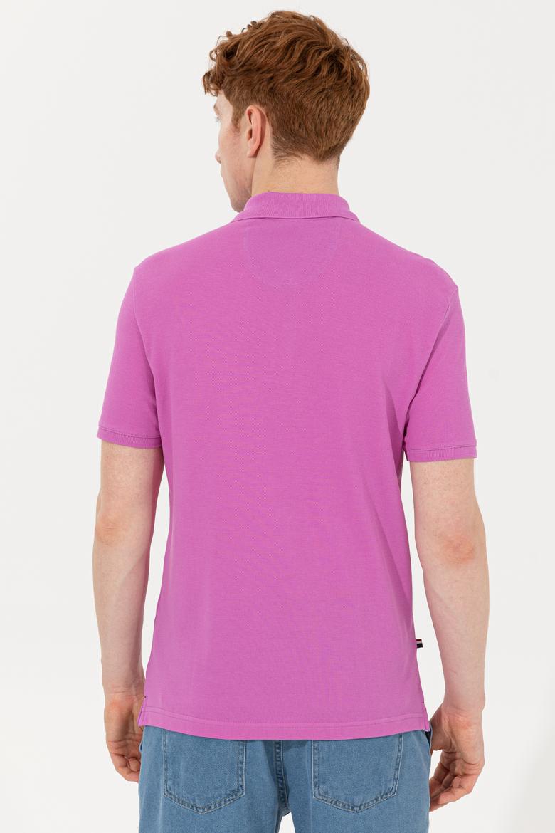 Erkek Menekşe Polo Yaka Basic T-Shirt - 50254553017