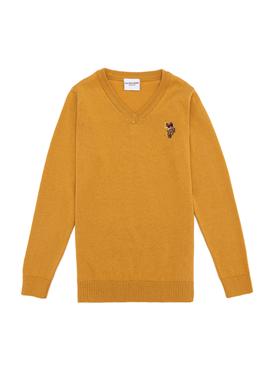 Erkek Çocuk Hardal Bisiklet Yaka Triko Kazak - 50255777034