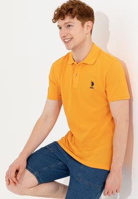 Erkek Koyu Sarı Polo Yaka Basic T-Shirt - 50254553037