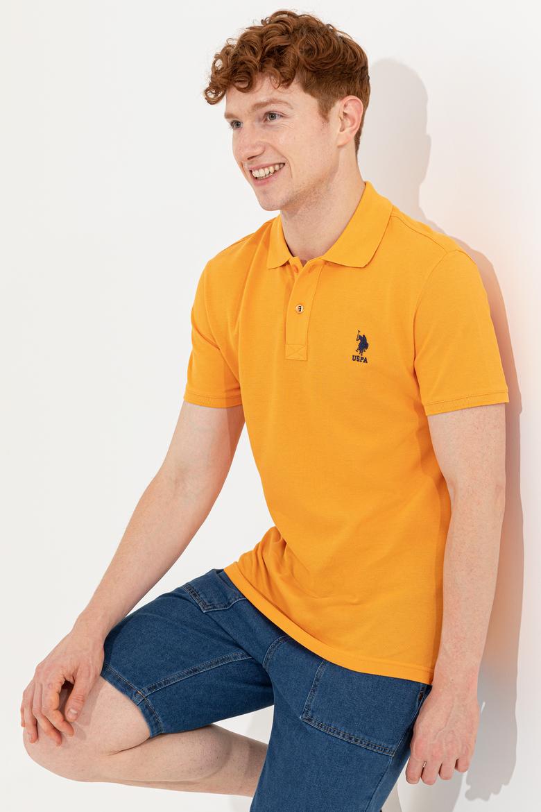 Erkek Koyu Sarı Polo Yaka Basic T-Shirt