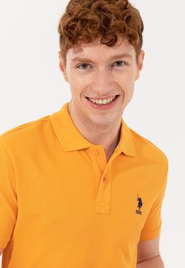 Erkek Koyu Sarı Polo Yaka Basic T-Shirt - 50254553037