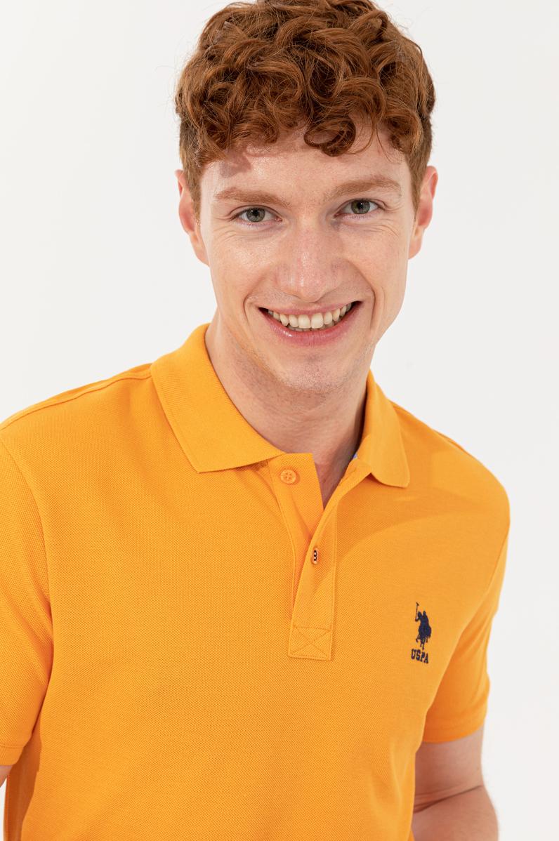 Erkek Koyu Sarı Polo Yaka Basic T-Shirt