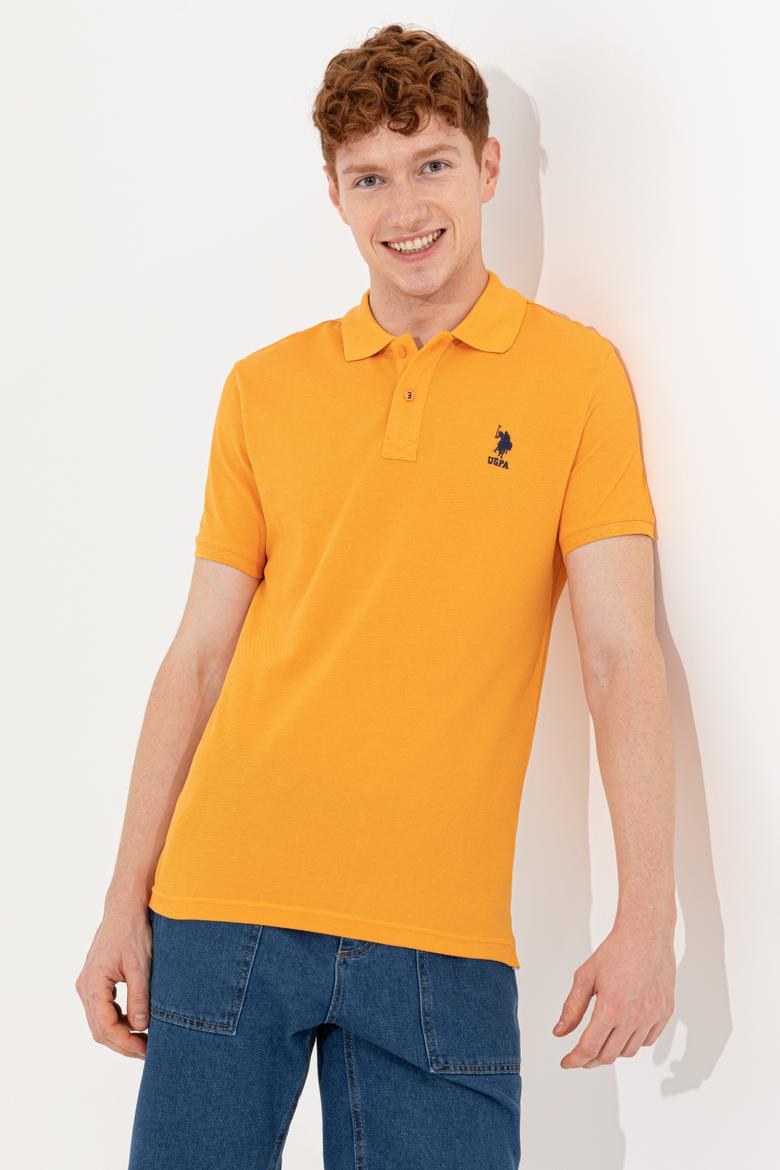 Erkek Koyu Sarı Polo Yaka Basic T-Shirt - 50254553037