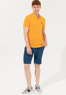 Erkek Koyu Sarı Polo Yaka Basic T-Shirt - 50254553037