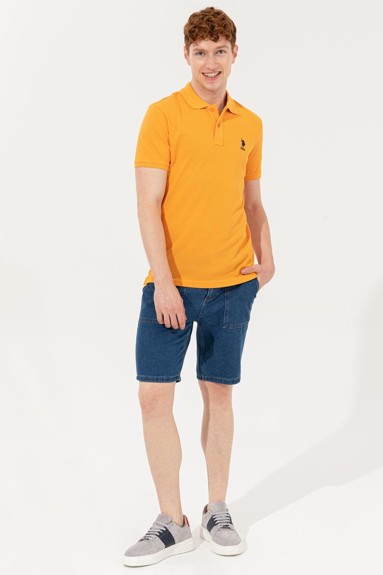 Erkek Koyu Sarı Polo Yaka Basic T-Shirt - 50254553037