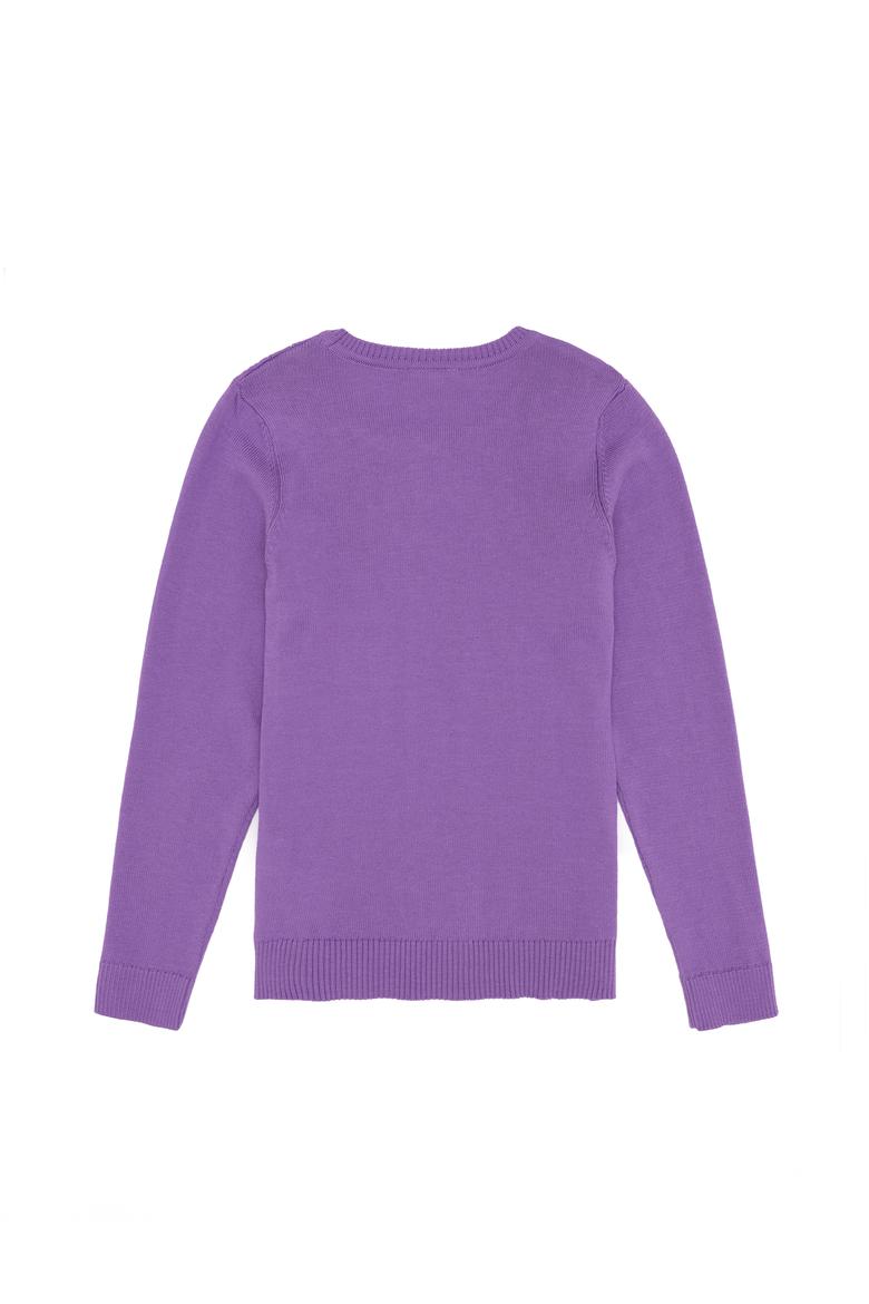 Kız Çocuk Lila Basic Bisiklet Yaka Triko Kazak - 50257310030