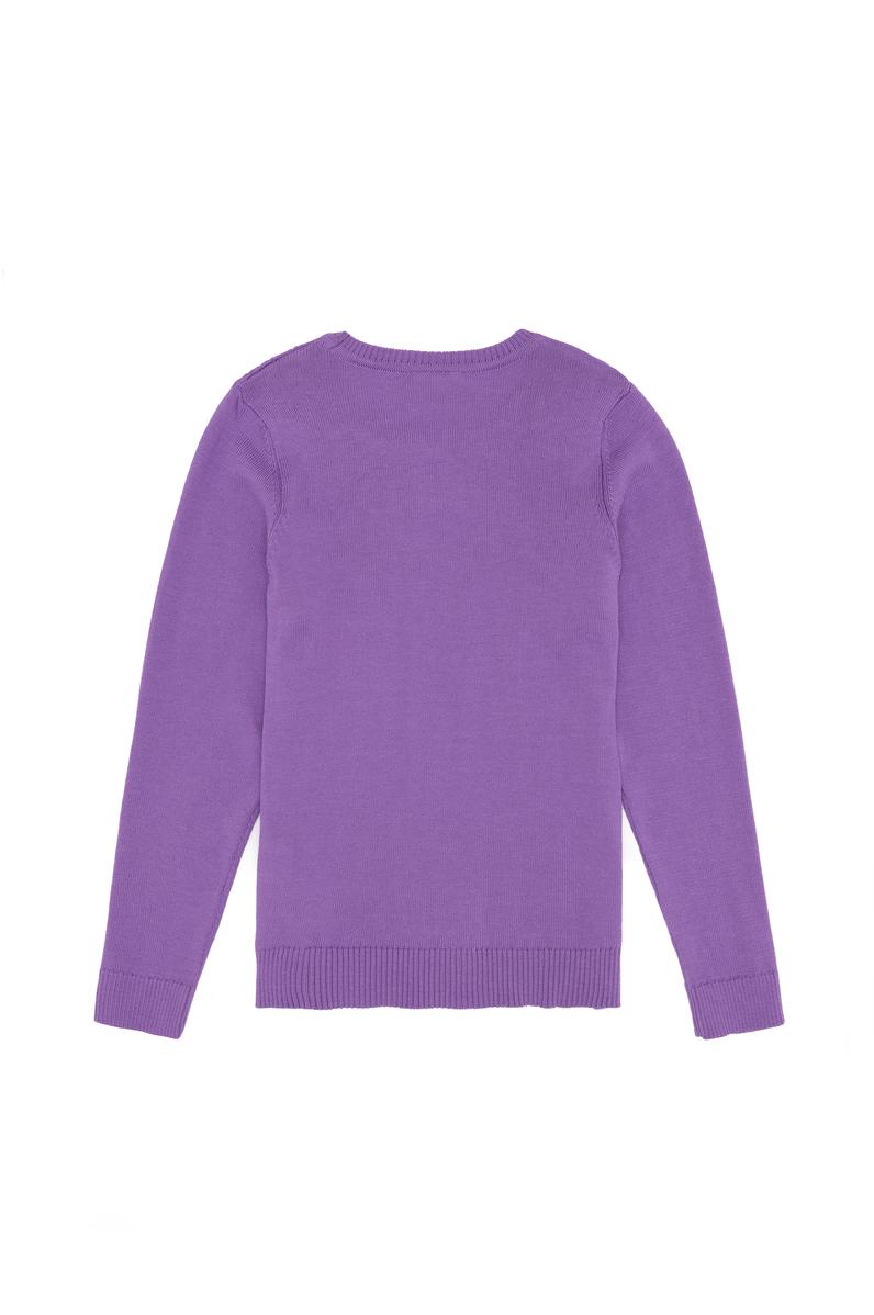 Kız Çocuk Lila Basic Bisiklet Yaka Triko Kazak