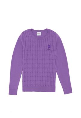 Kız Çocuk Lila Basic Bisiklet Yaka Triko Kazak - 50257310030