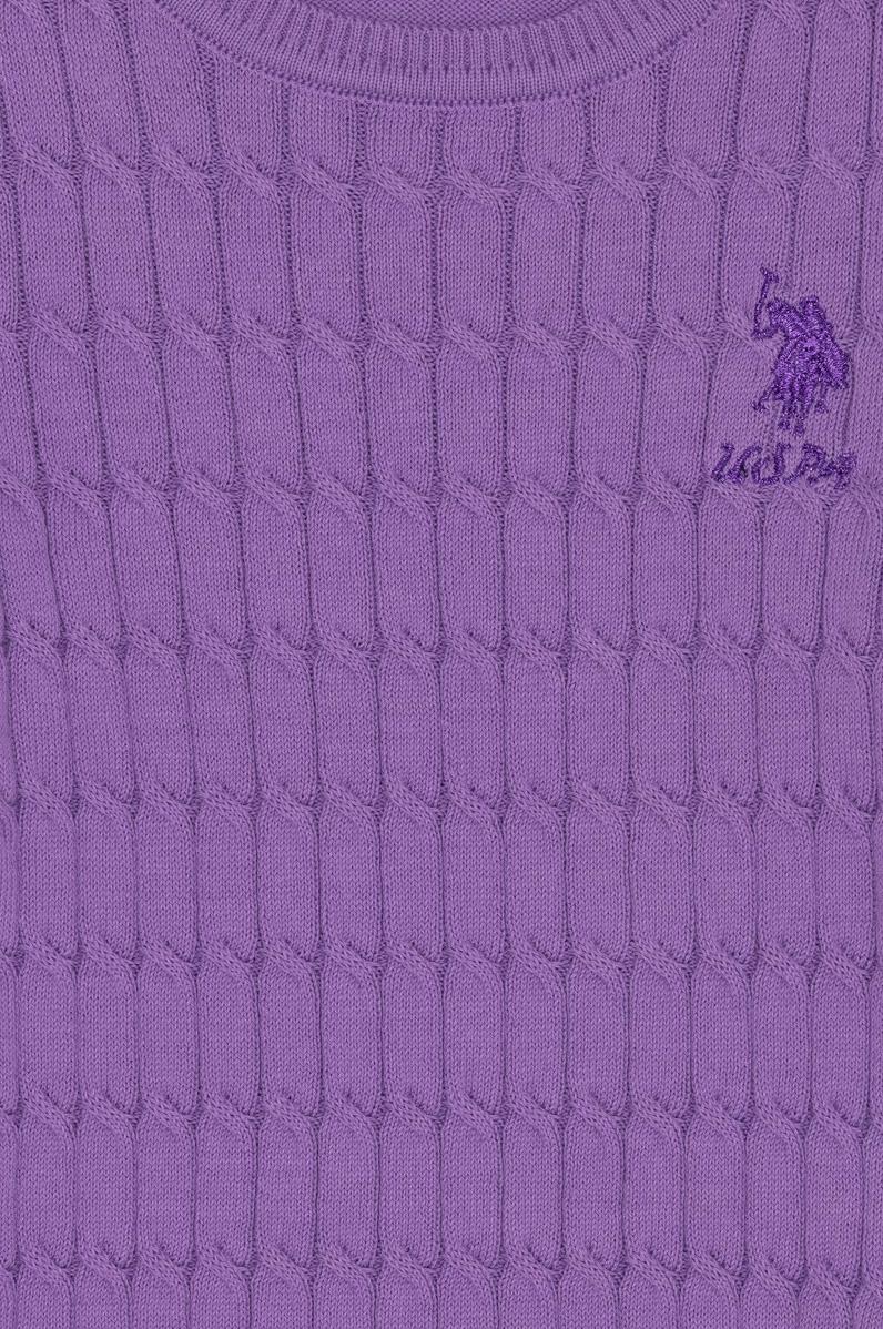 Kız Çocuk Lila Basic Bisiklet Yaka Triko Kazak