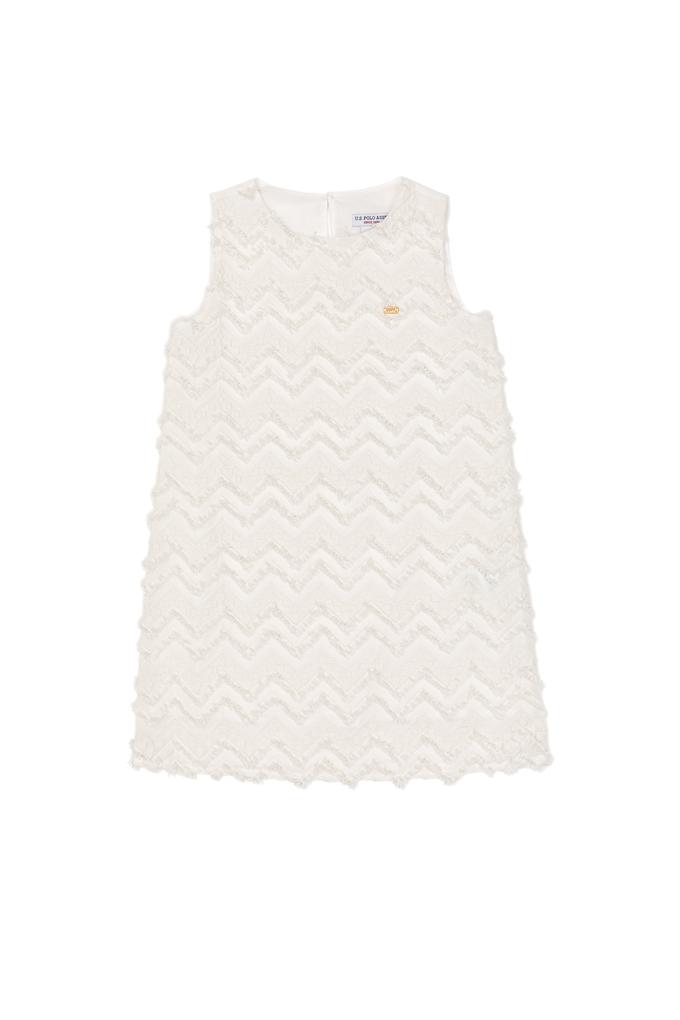 Kız Çocuk Ekru Dokuma Elbise