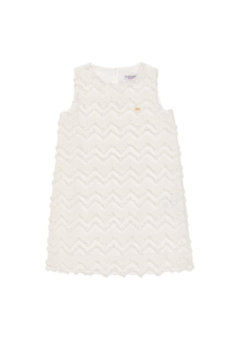 Kız Çocuk Ekru Dokuma Elbise