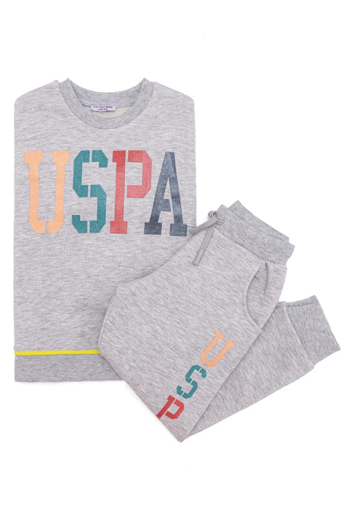 Kız Çocuk Gri Melanj Pijama Takımı