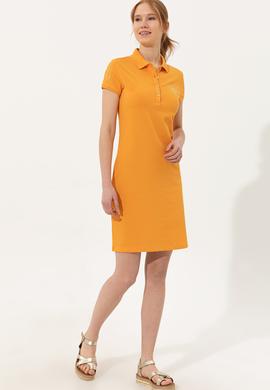 Kadın Sarı Polo Yaka Örme Elbise - 50246277143